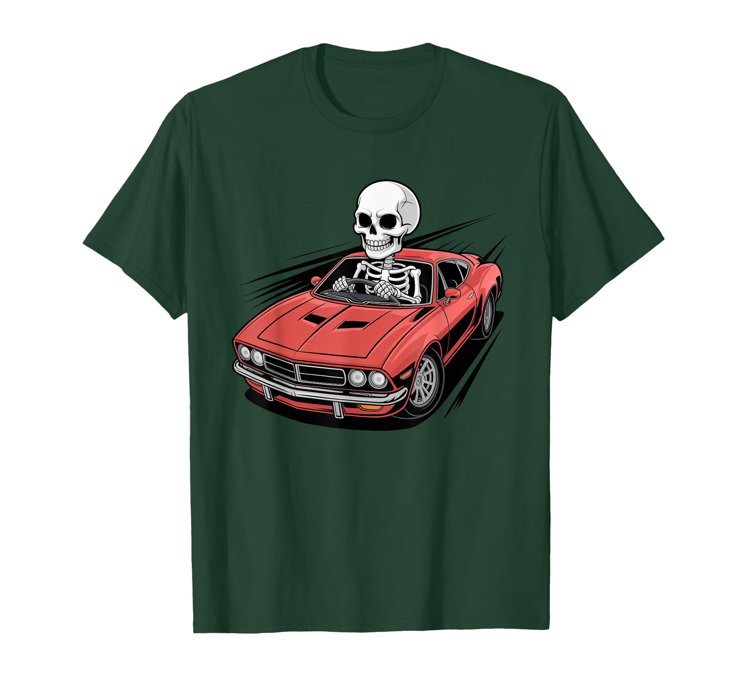 Funny Creepy Skeleton Driving Sport Car Halloween Costume T-Shirt