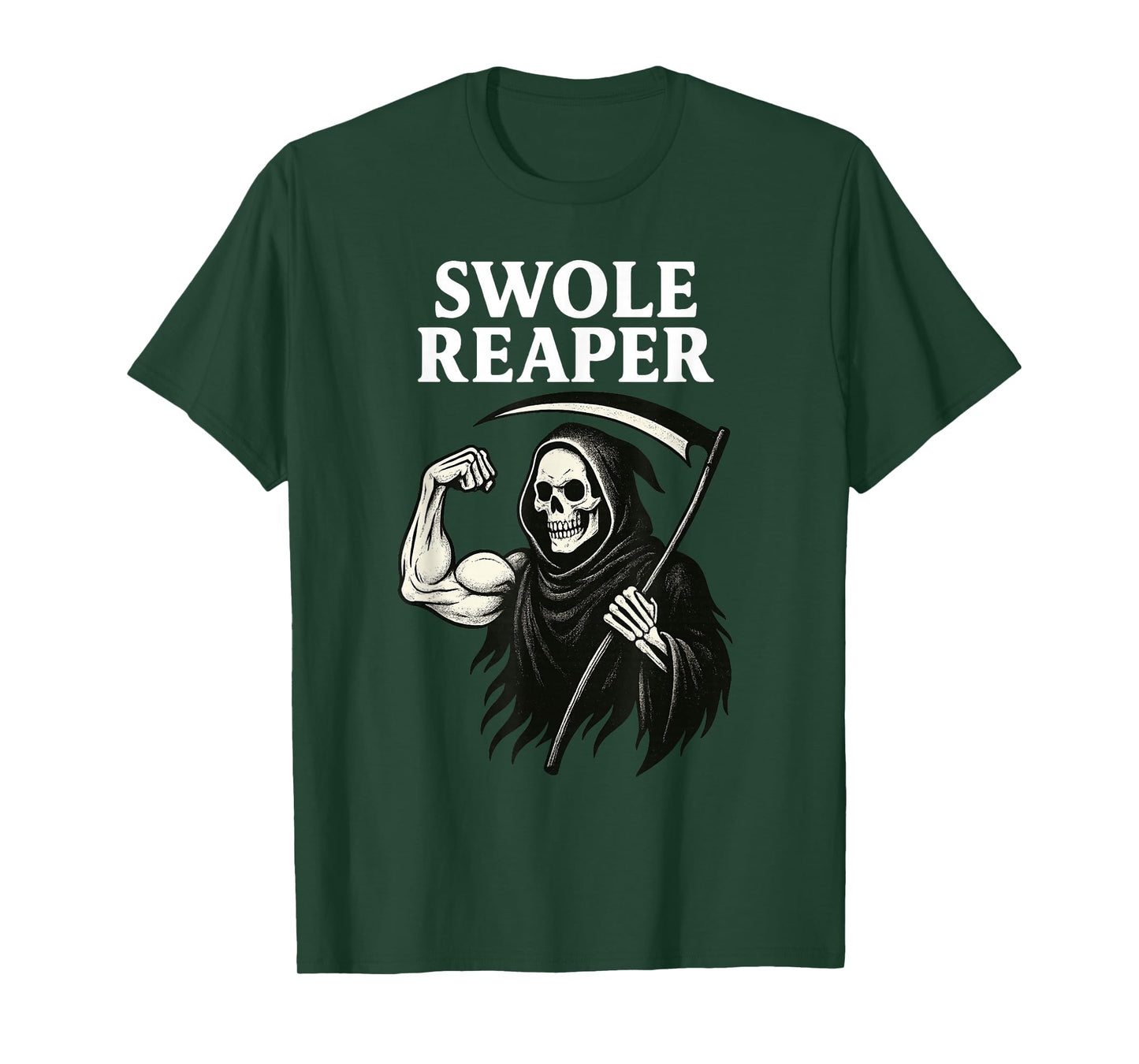 Swole Reaper Gym Fitness Skeleton – Funny Buff Grim Reaper T-Shirt