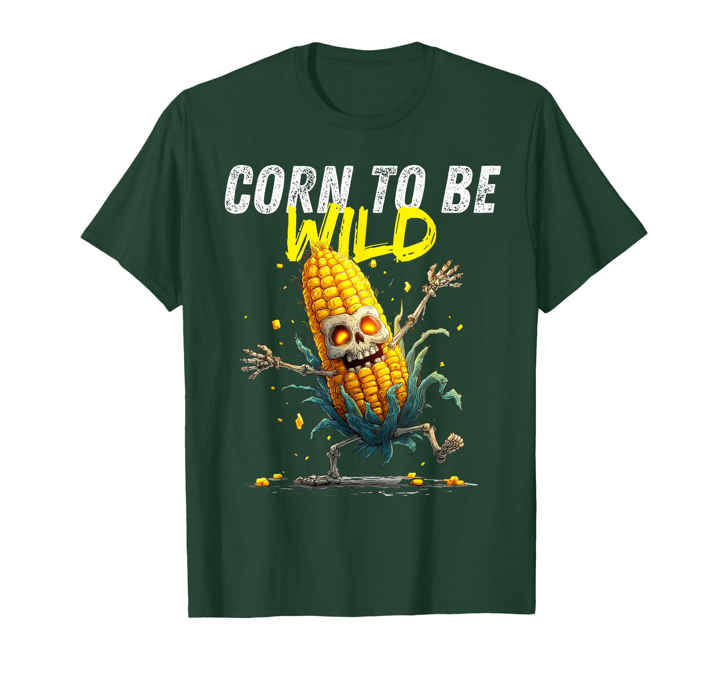 Corn to be Wild Funny Skeleton Halloween Costume Farmer Crew T-Shirt