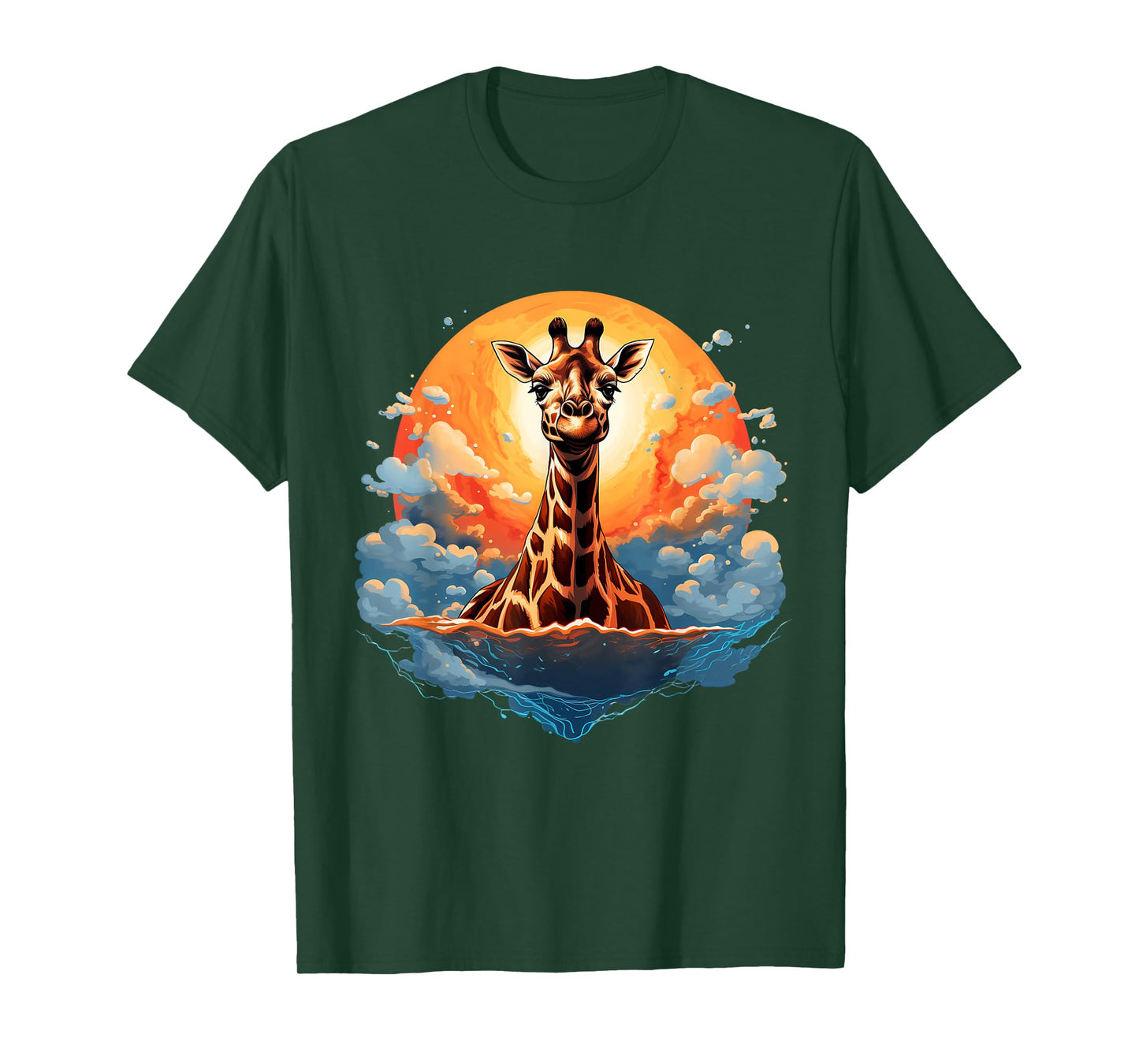 Giraffe Artwork Clouds Nature Sunset African Animal Lovers T-Shirt