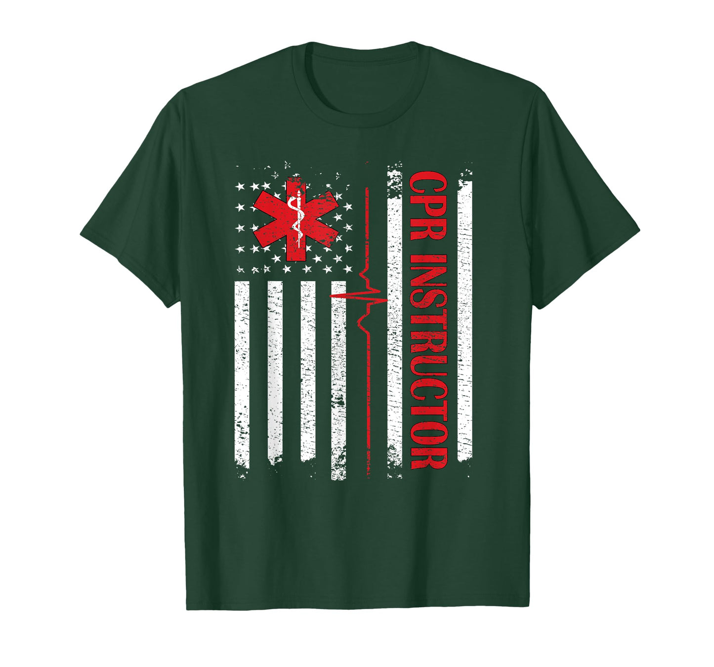 CPR Instructor American Flag EMS First Aid AED Certified CPR T-Shirt