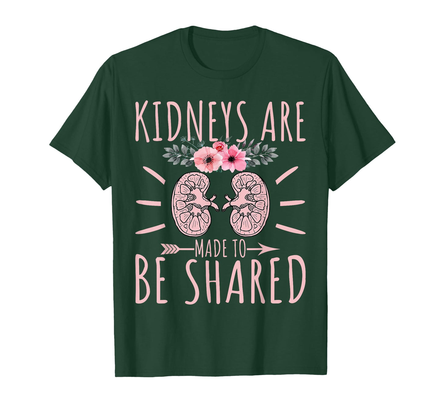 Get Well Kidney Transplant Gifts Tshirt Co. Kidney Donor Awareness T-Shirt - Unisex Adults, Black, Small, Short Sleeve, Graphic Floral, Crew Collar, Regular Fit