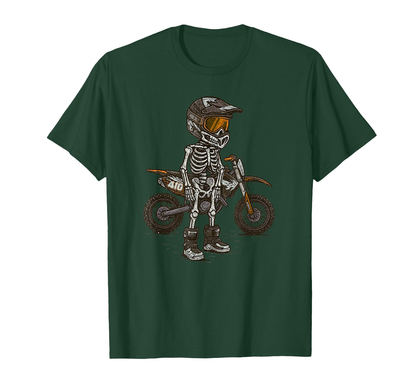 Vintage Halloween Skeleton Motocross Funny Spooky Costume T-Shirt
