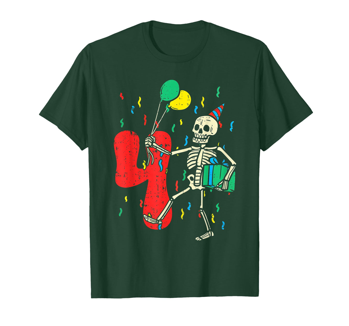 My 4th Birthday Skeleton Halloween 4 Year Old Funny Gift T-Shirt