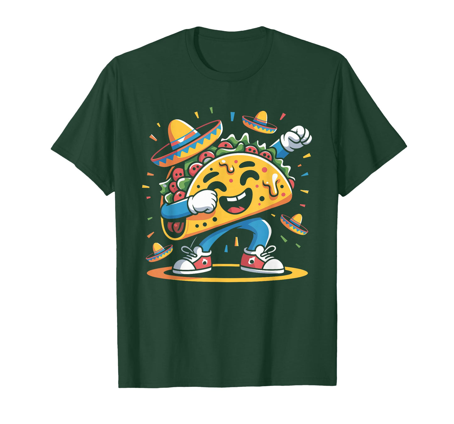 Funny Dabbing Taco with Sombrero Design T-Shirt