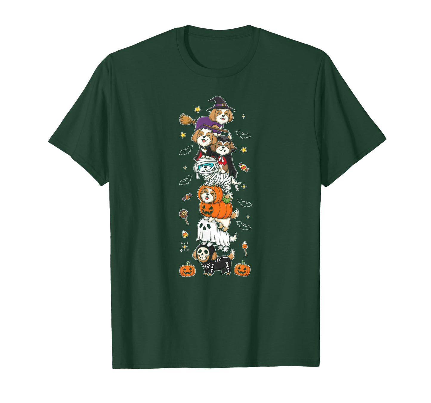 Havanese Dog Witch Vampire Ghost Halloween Kids Mens Womens T-Shirt