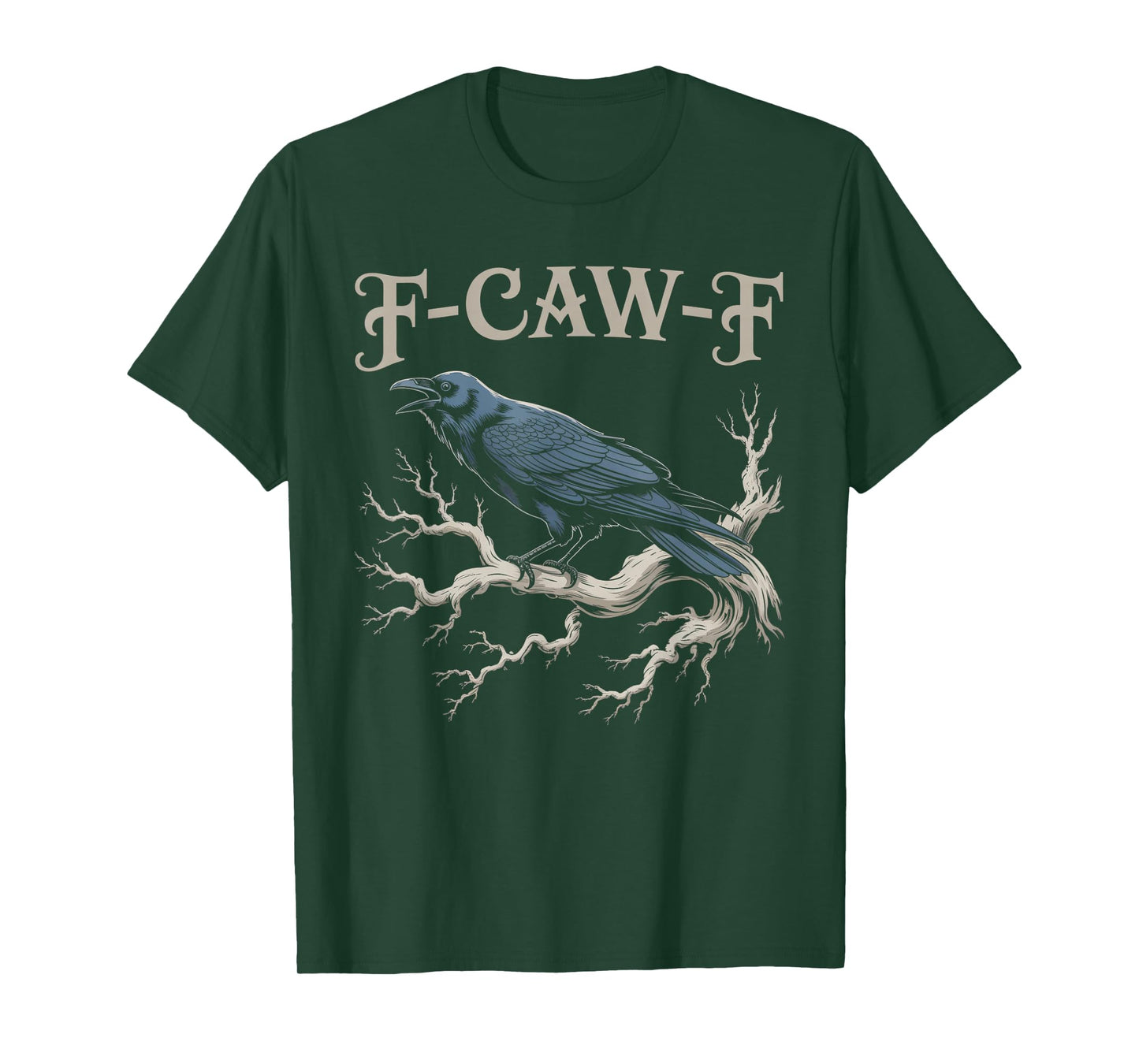Black Crow, F-Caw-F Funny Black Bird Moon Gothic Adult Humor T-Shirt