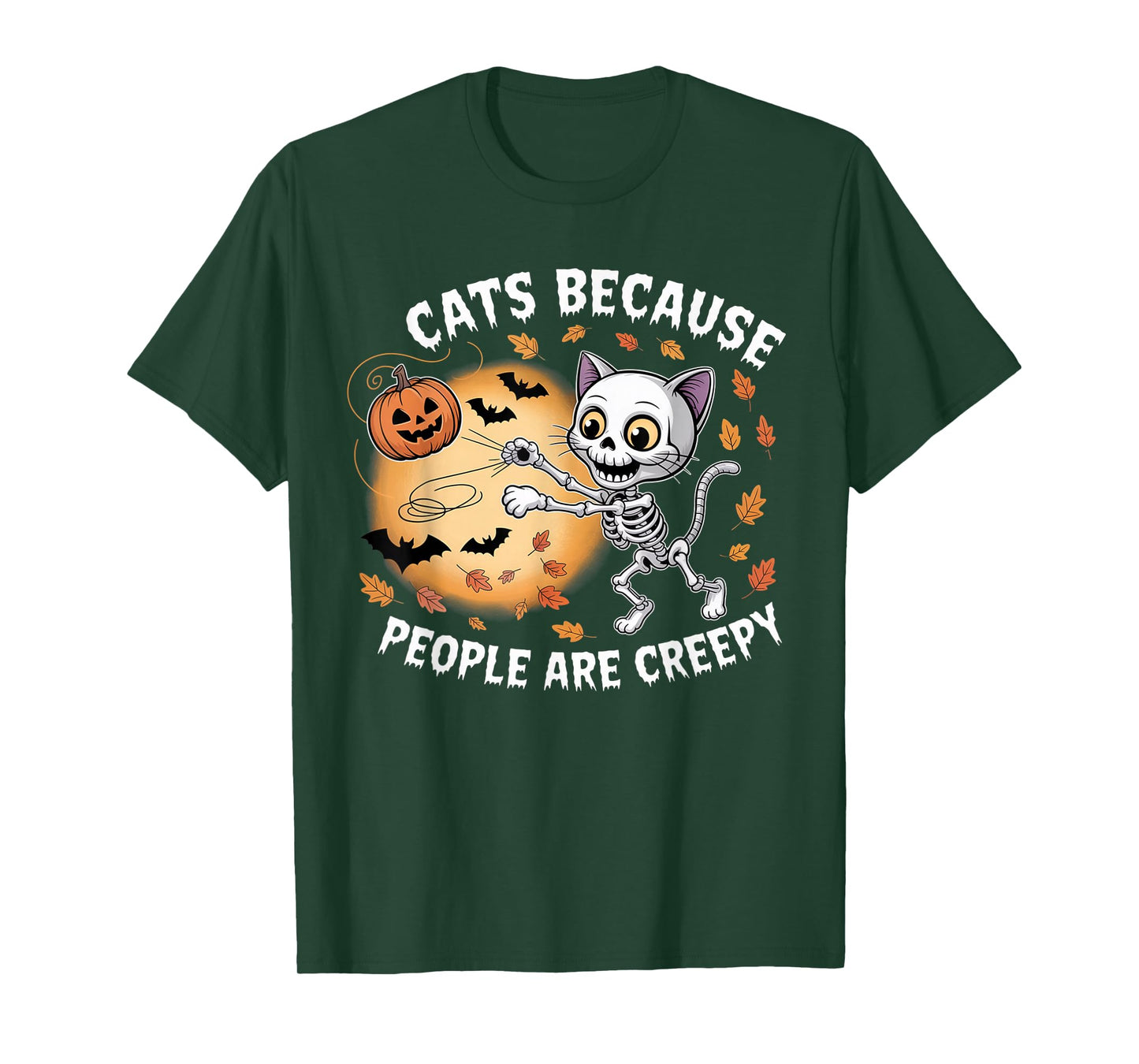 Cats Because People are Creepy Ghost Halloween Cat Mom Kids T-Shirt