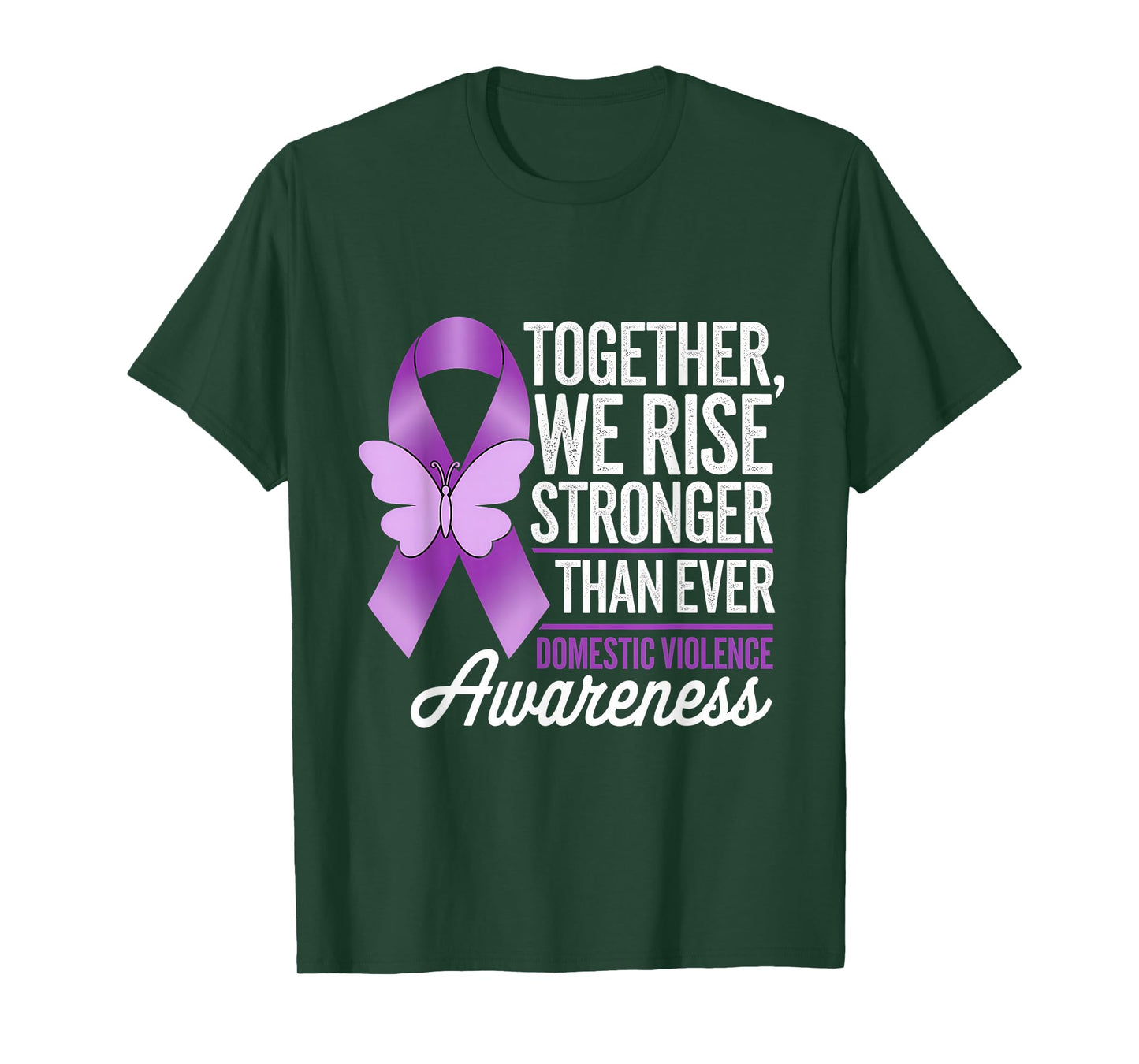 Domestic Violence Awareness Together We Rise Purple Ribbon T-Shirt