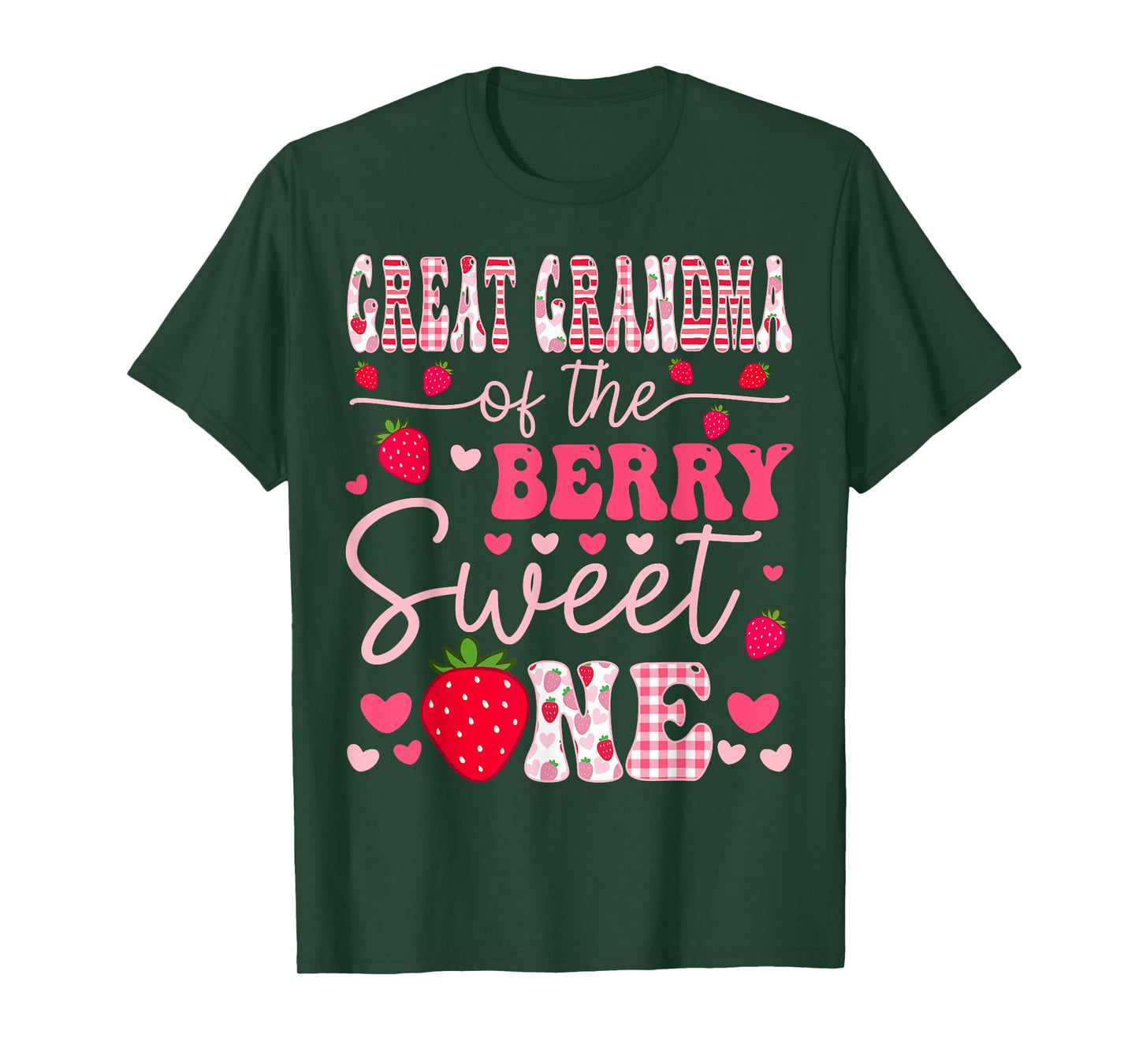 Great Grandma Of The Berry Sweet One Strawberry Groovy T-Shirt