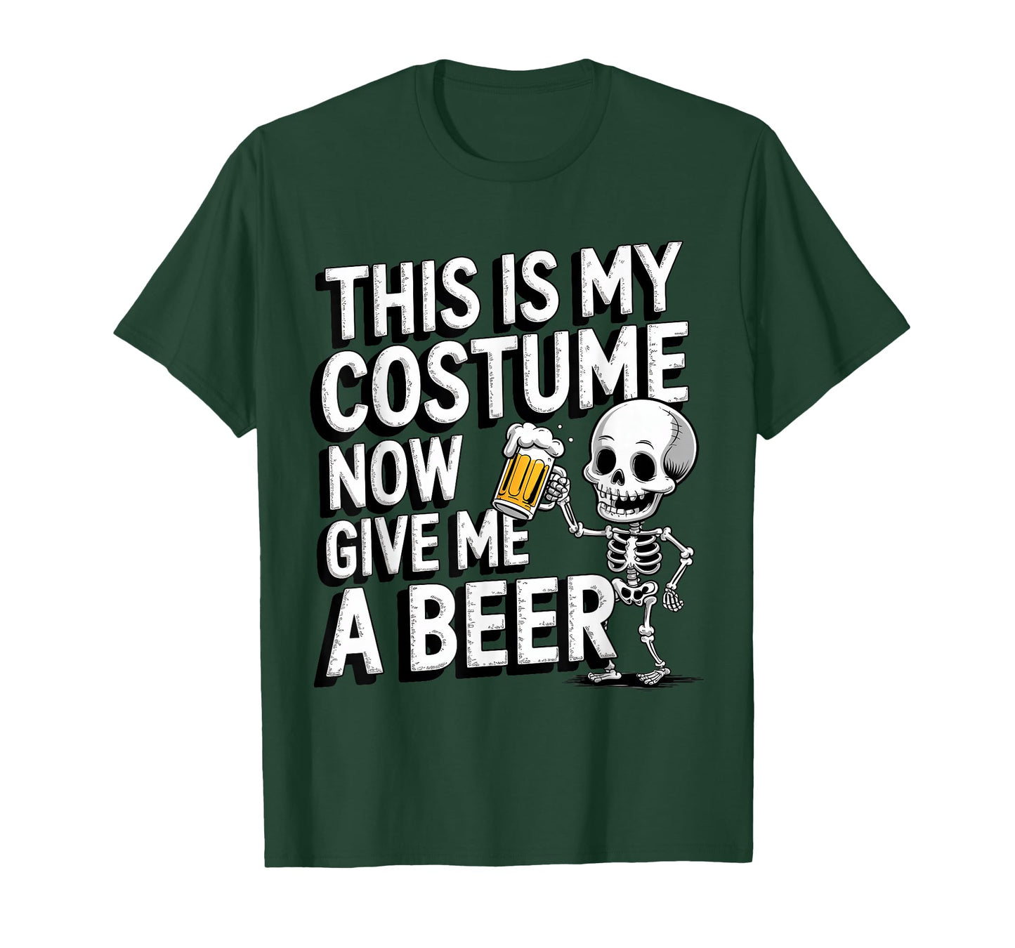 Skeleton Drinking Beer This is My Funny Halloween Costume T-Shirt
