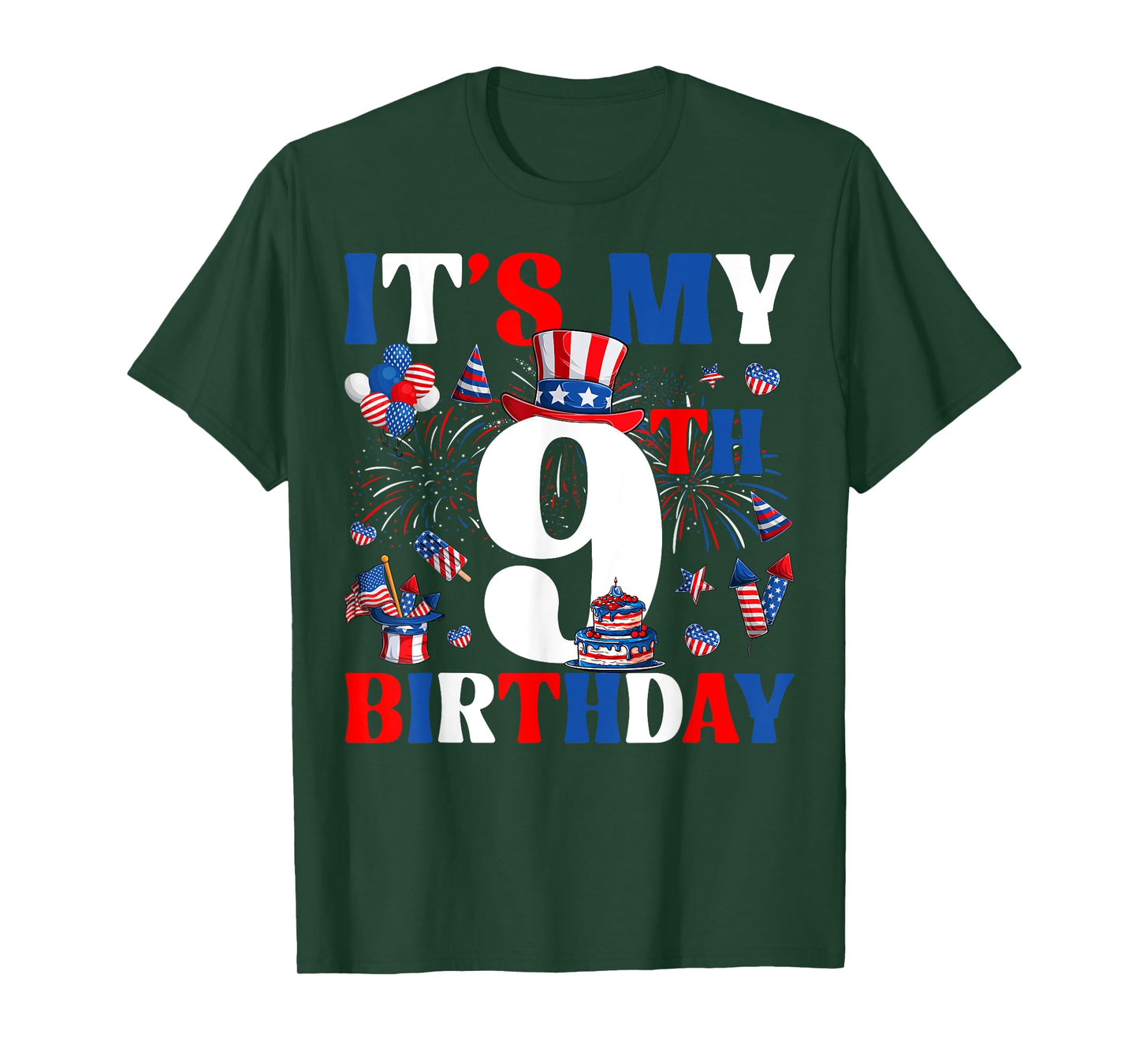 It's My 9th Birthday USA Flag Independence Day 4th Of July T-Shirt