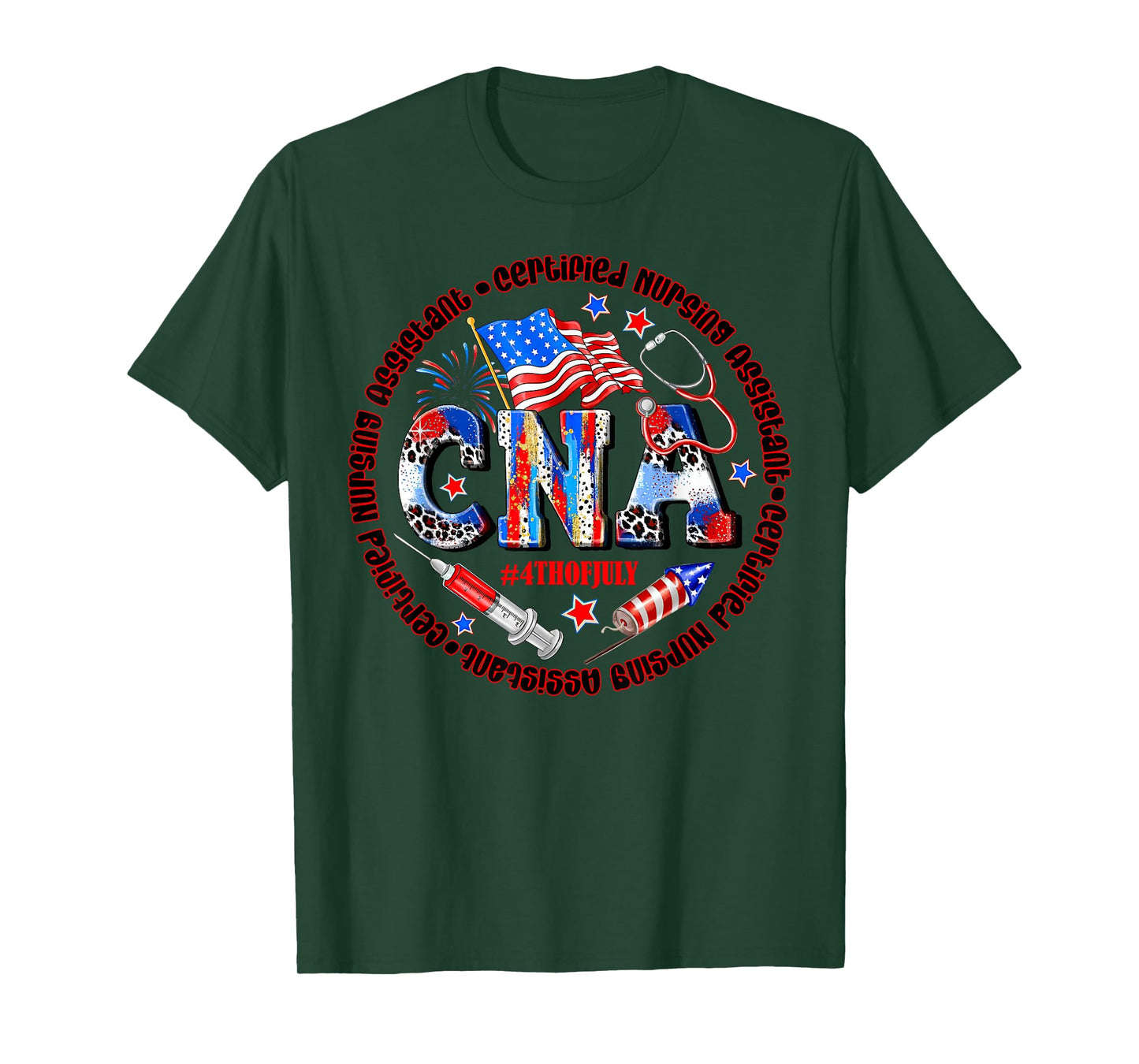 Retro CNA Certified Nursing Assistant US Flag 4th Of July T-Shirt