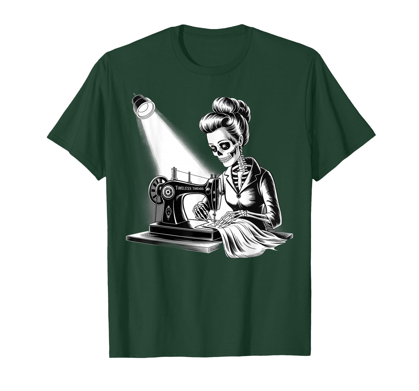 Timeless Threads Skeleton Seamstress Sewing Machine T-Shirt