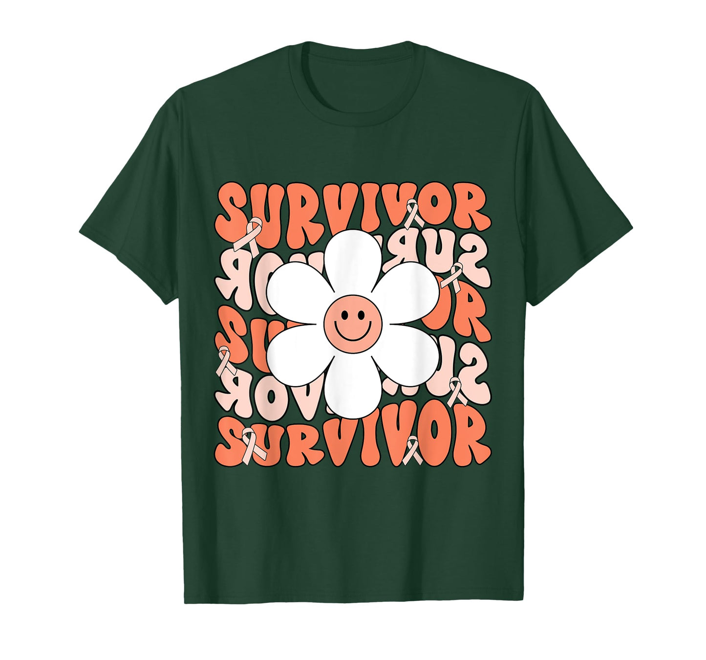 Uterine Cancer Peach Ribbon Uterine Cancer Survivor T-Shirt