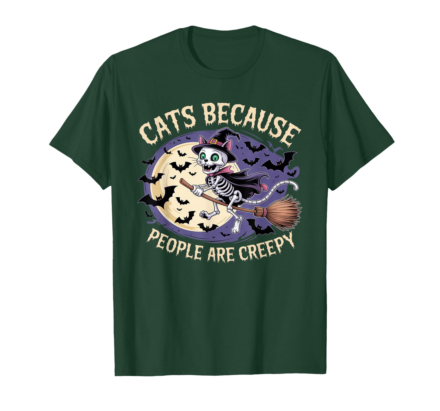 Cats Because People are Creepy Ghost Halloween Cat Mom Kids T-Shirt