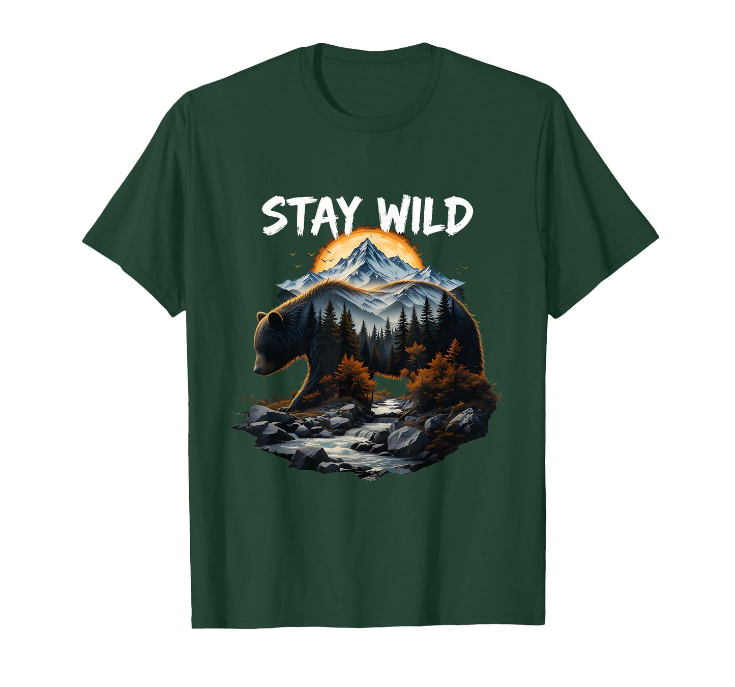 Nature Adventure Stay Wild Team Wilderness Bear Mountain T-Shirt