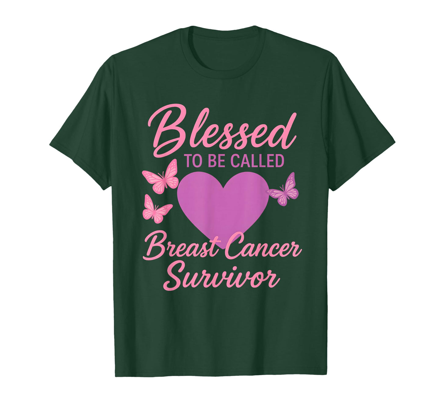 Blessed to Be Called Breast Cancer Survivor Pink Butterfly T-Shirt