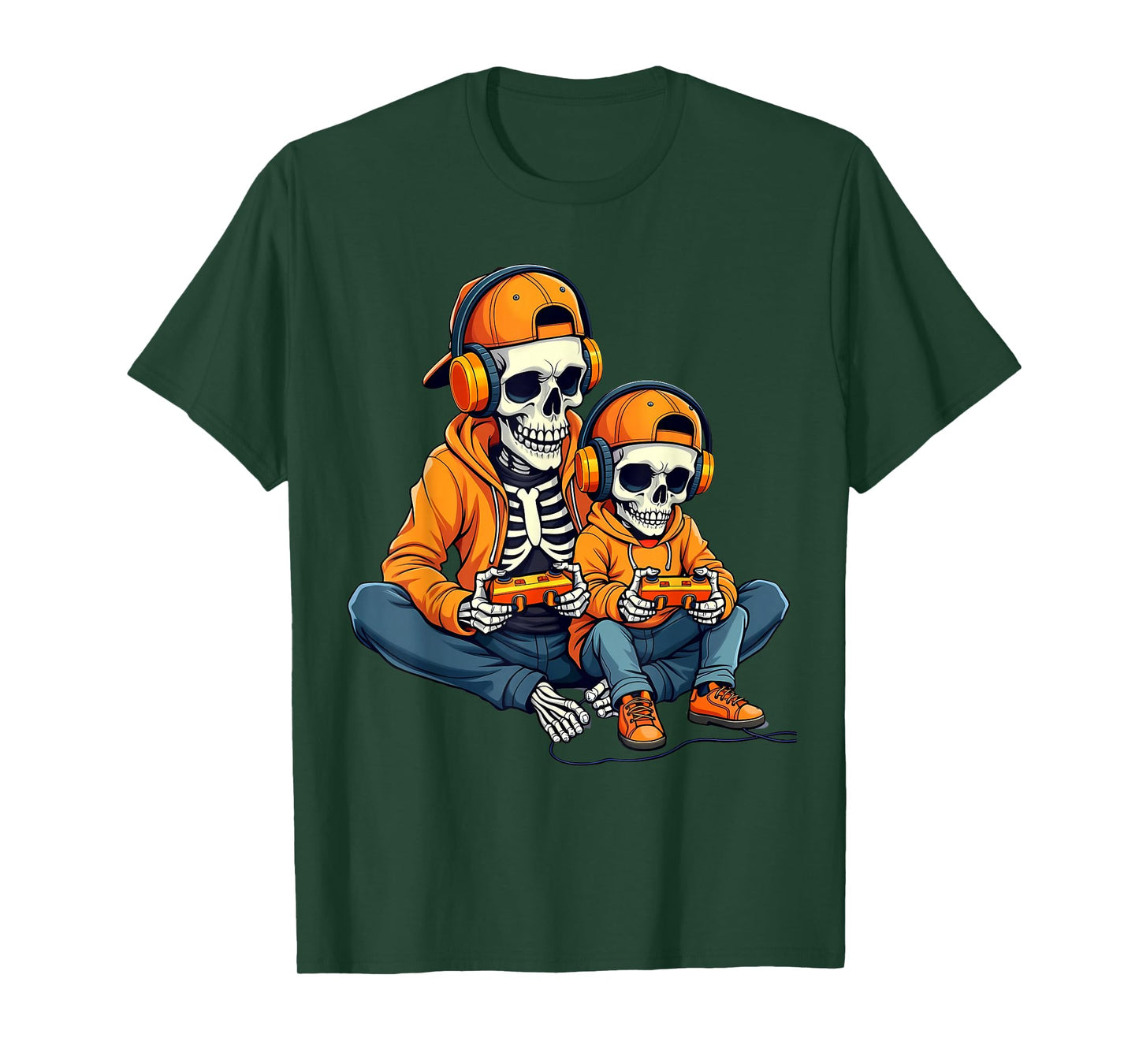 Halloween Skeleton Gamer Video Gaming Funny Skull Game Lover T-Shirt