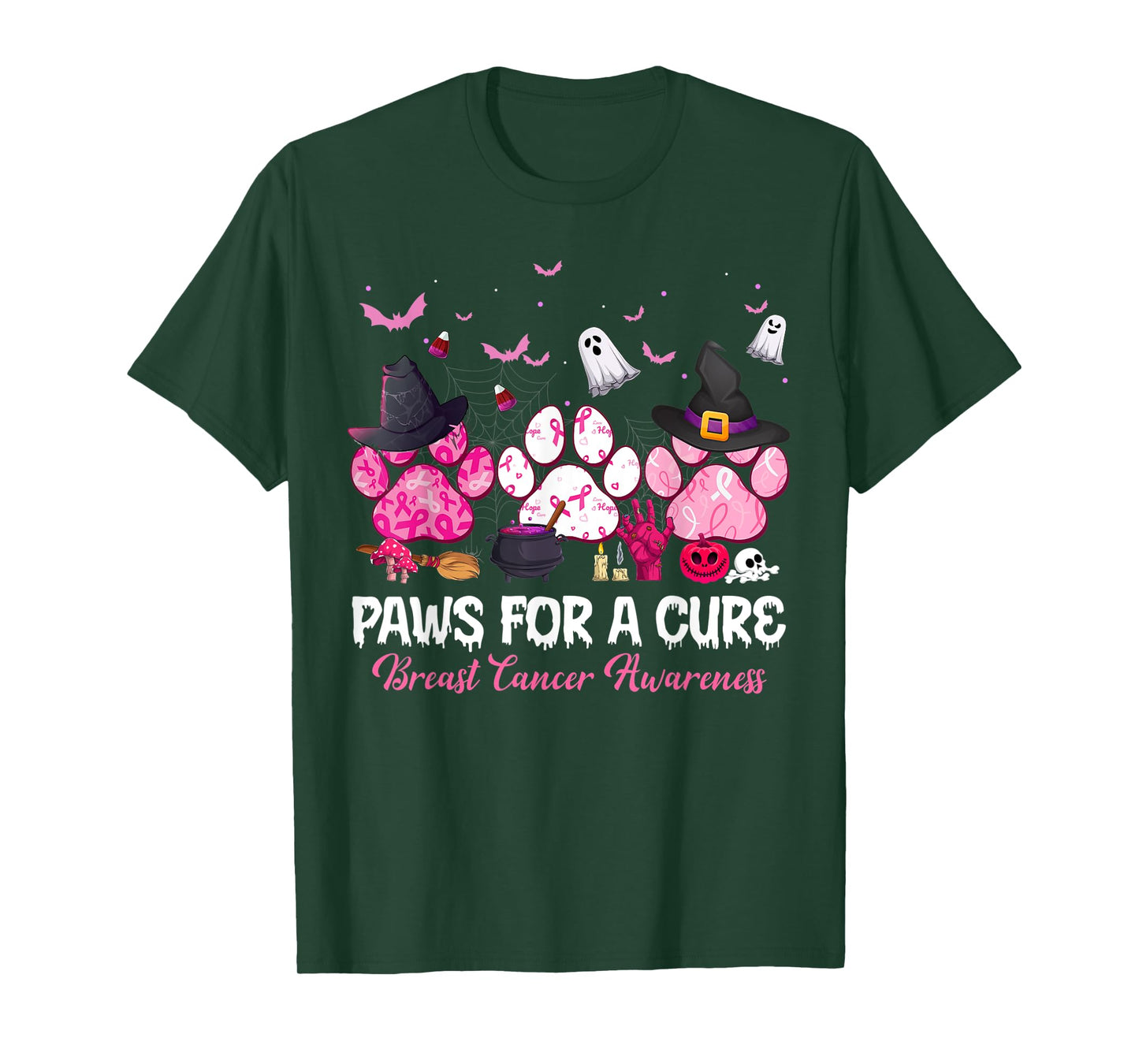 Paws for a Cure Dog Lovers Breast Cancer Halloween Costume Men Women T-Shirt