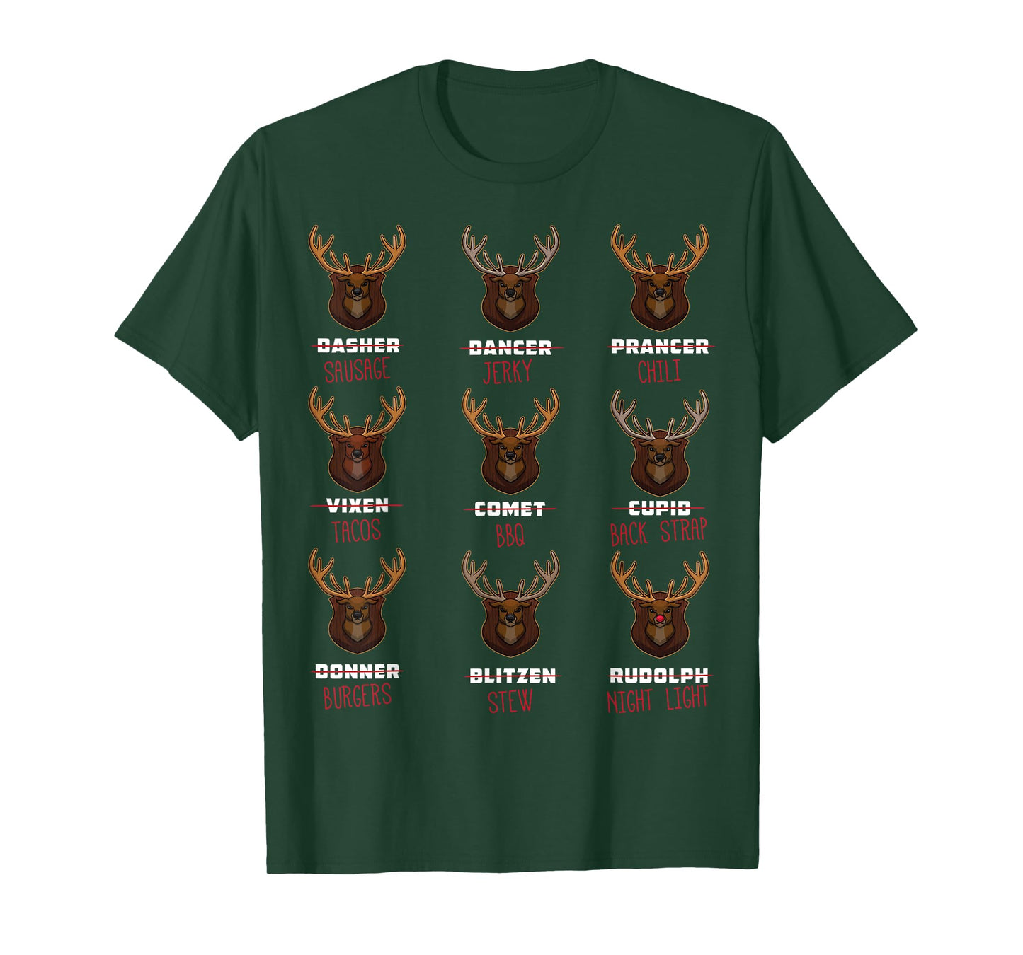 All of Santa's Reindeer Funny Deer Hunter Graphic Christmas T-Shirt