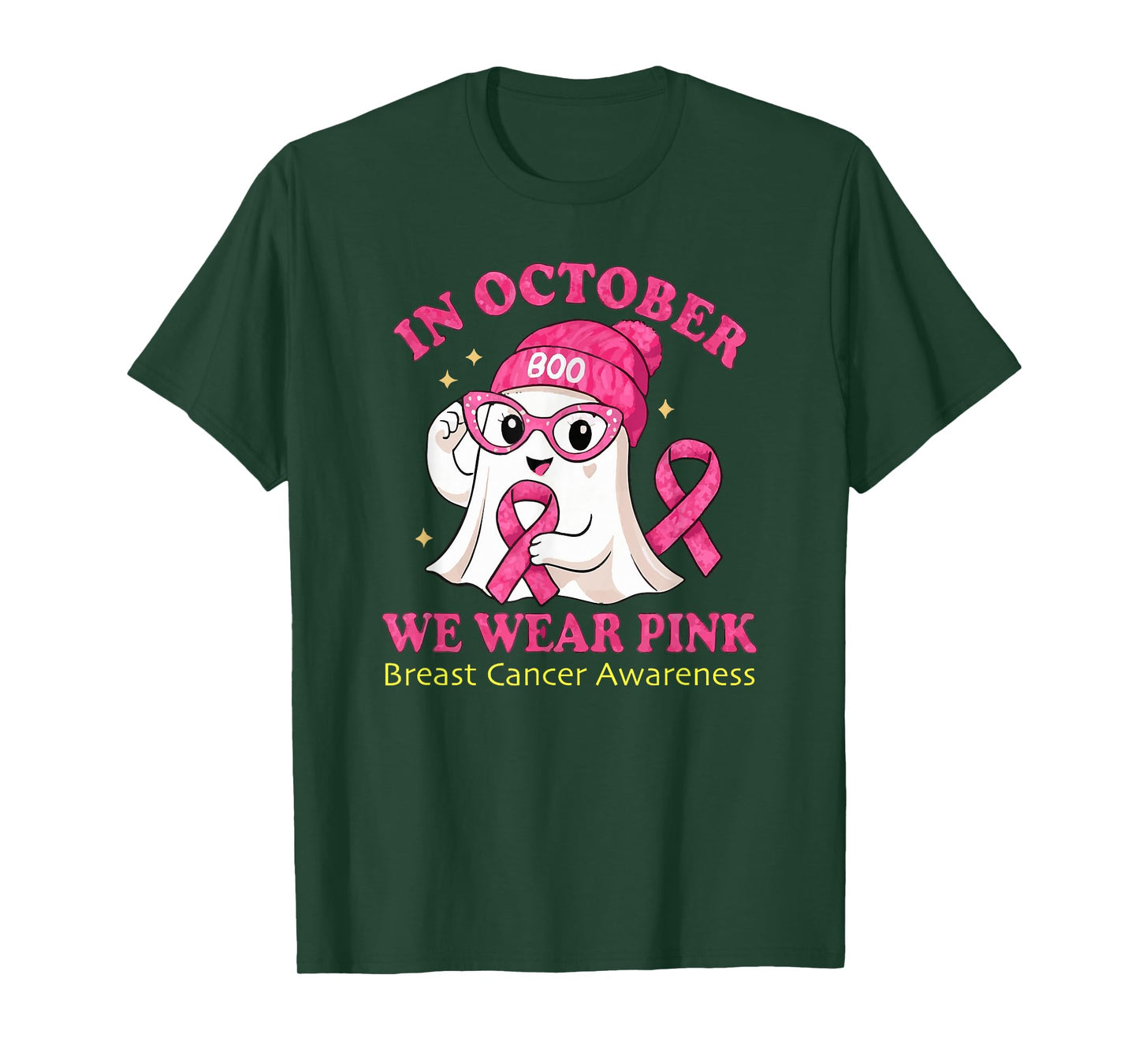 in October We Wear Pink Breast Cancer Awareness T-Shirt