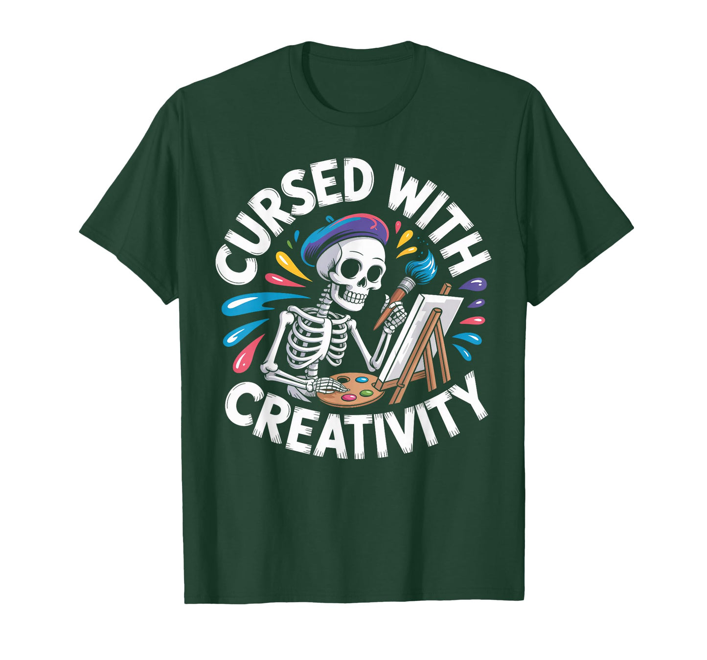 Cursed with Creativity Skeleton Painting T-Shirt