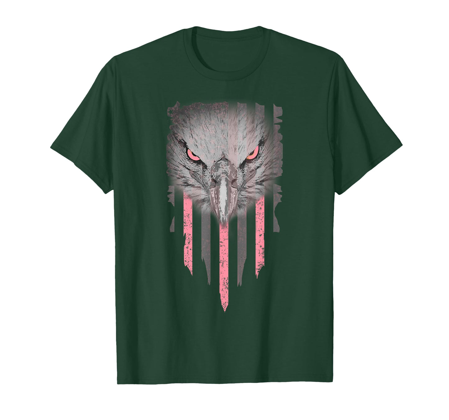 Bald Eagle Pink Ribbon American Flag Breast Cancer Awareness Women Kids Men T-Shirt