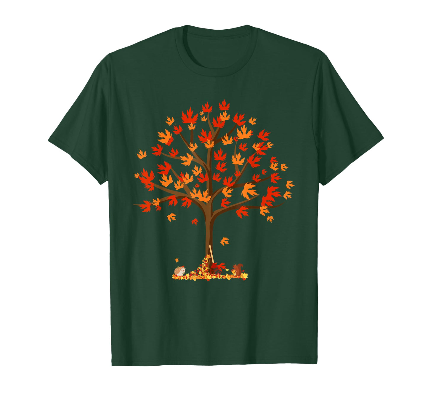 Autumn Fall Leaves Tree & Forest Creatures Mens Womens Kids T-Shirt
