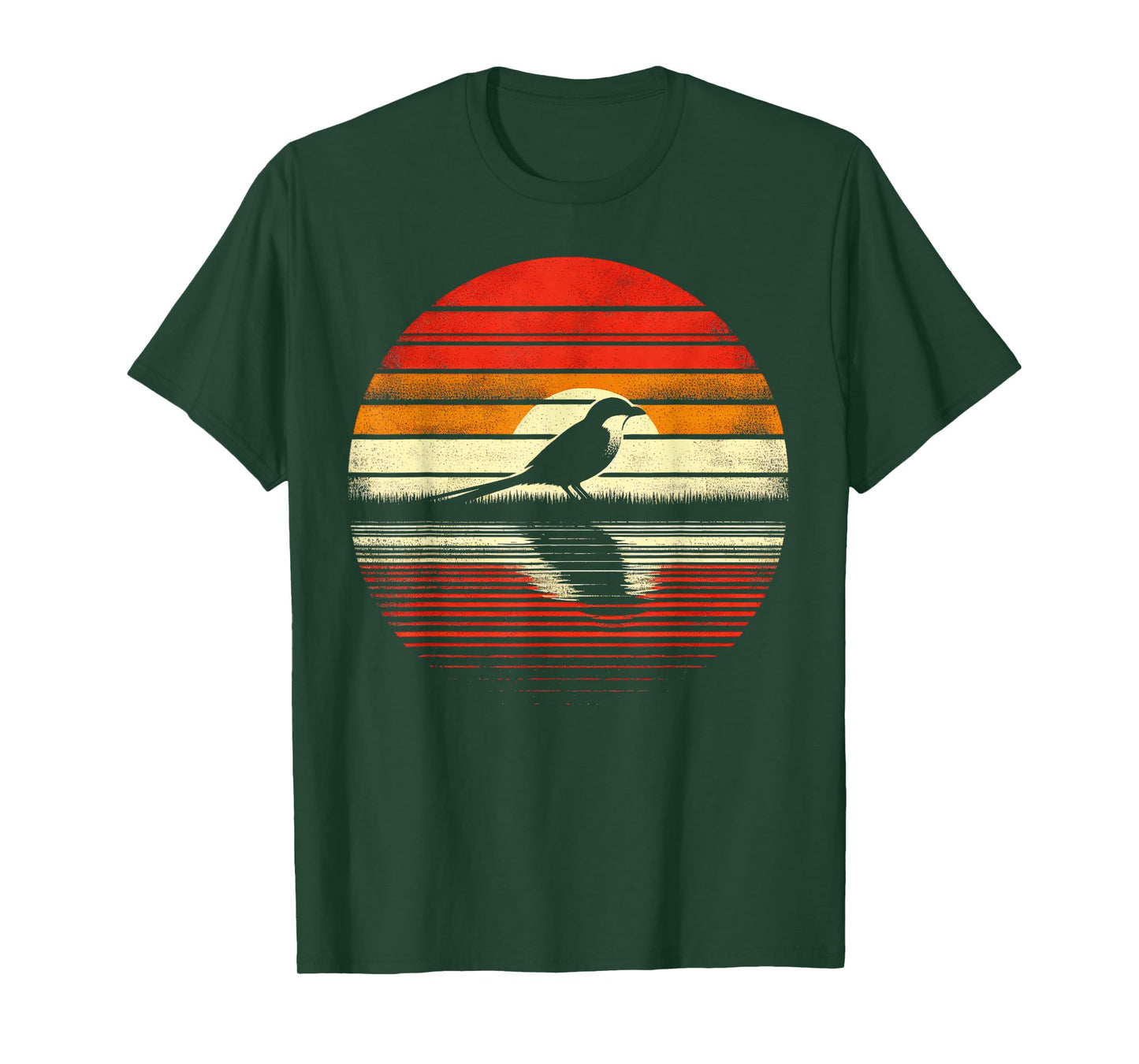 Shrike Bird Sunset Retro Style Safari Vintage 70s T-Shirt