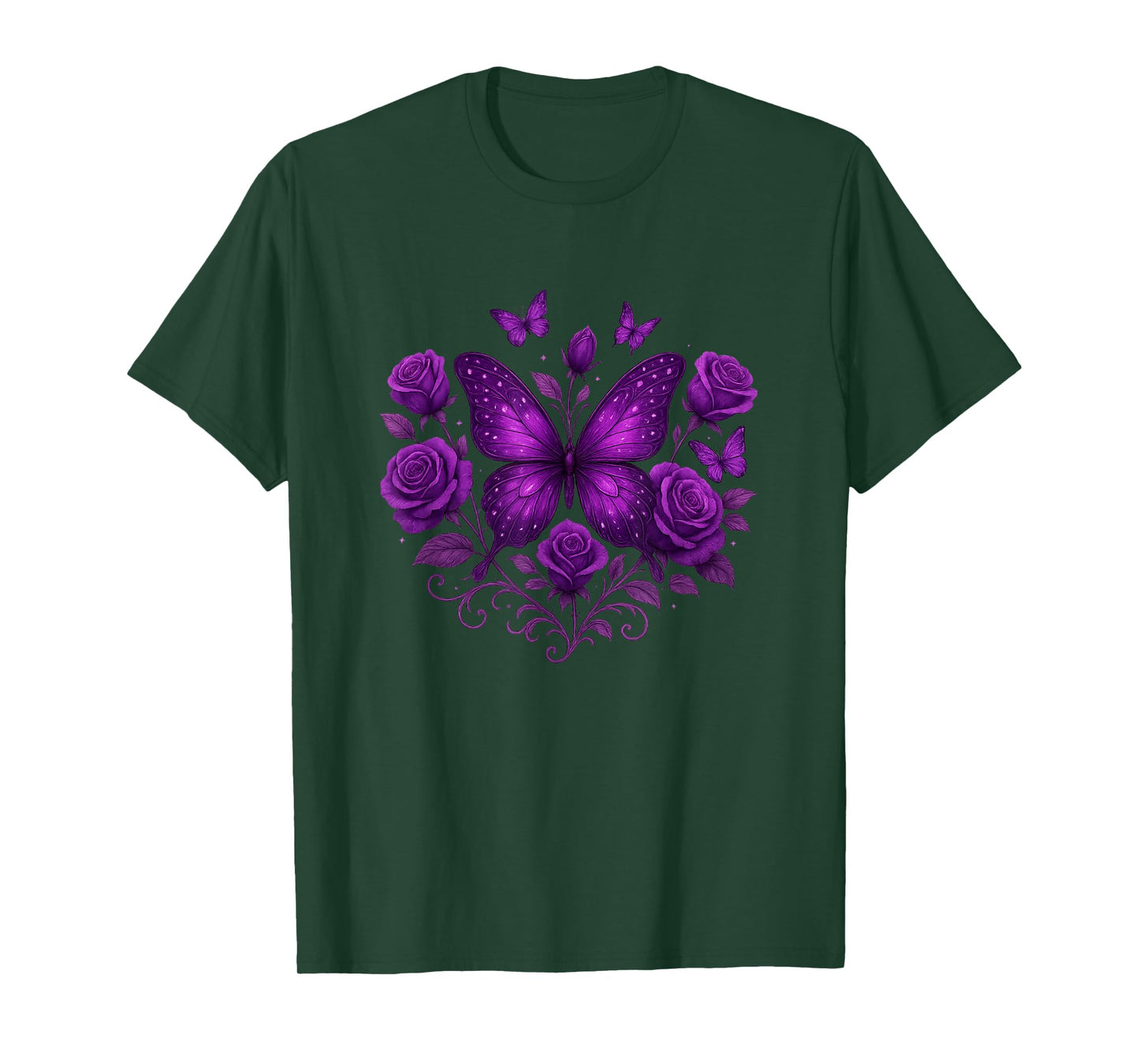 Beautiful Butterfly Purple Rose Butterfly Lovers Women T-Shirt