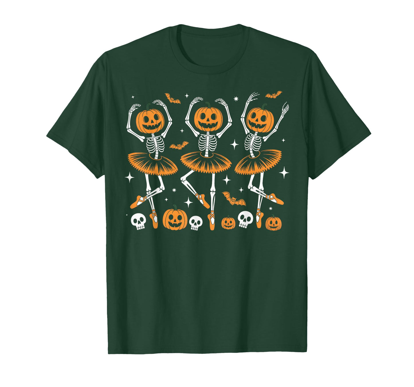 Ballet Pumpkin Skeleton Scary Halloween Men Women Boys Girl T-Shirt