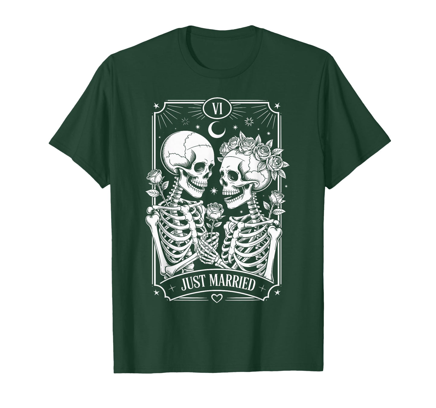 Just Married The Lovers Skeleton Couple Matching Halloween T-Shirt