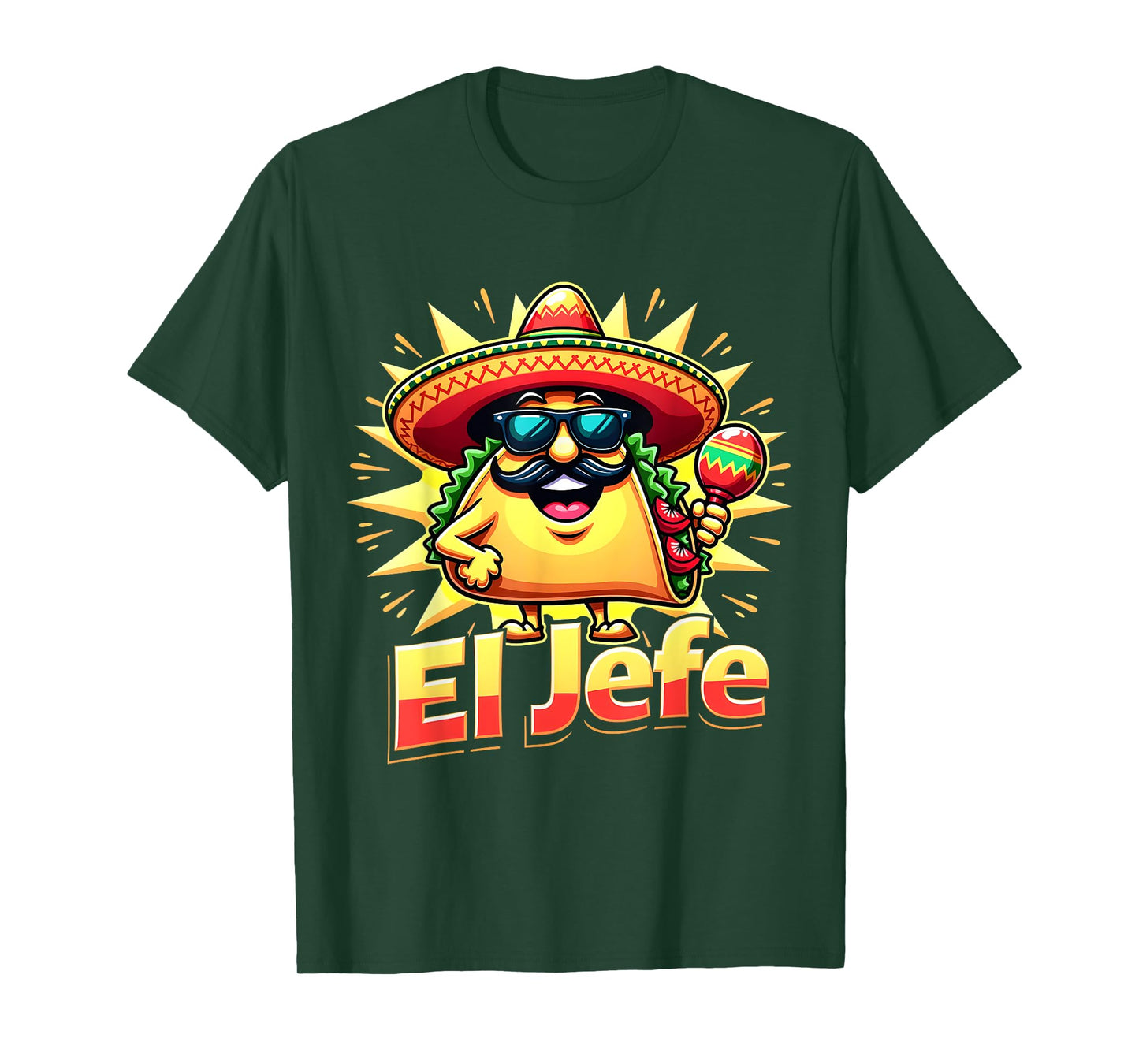Cinco De Mayo Mexican Men Women Toddler Funny El Jefe Taco T-Shirt