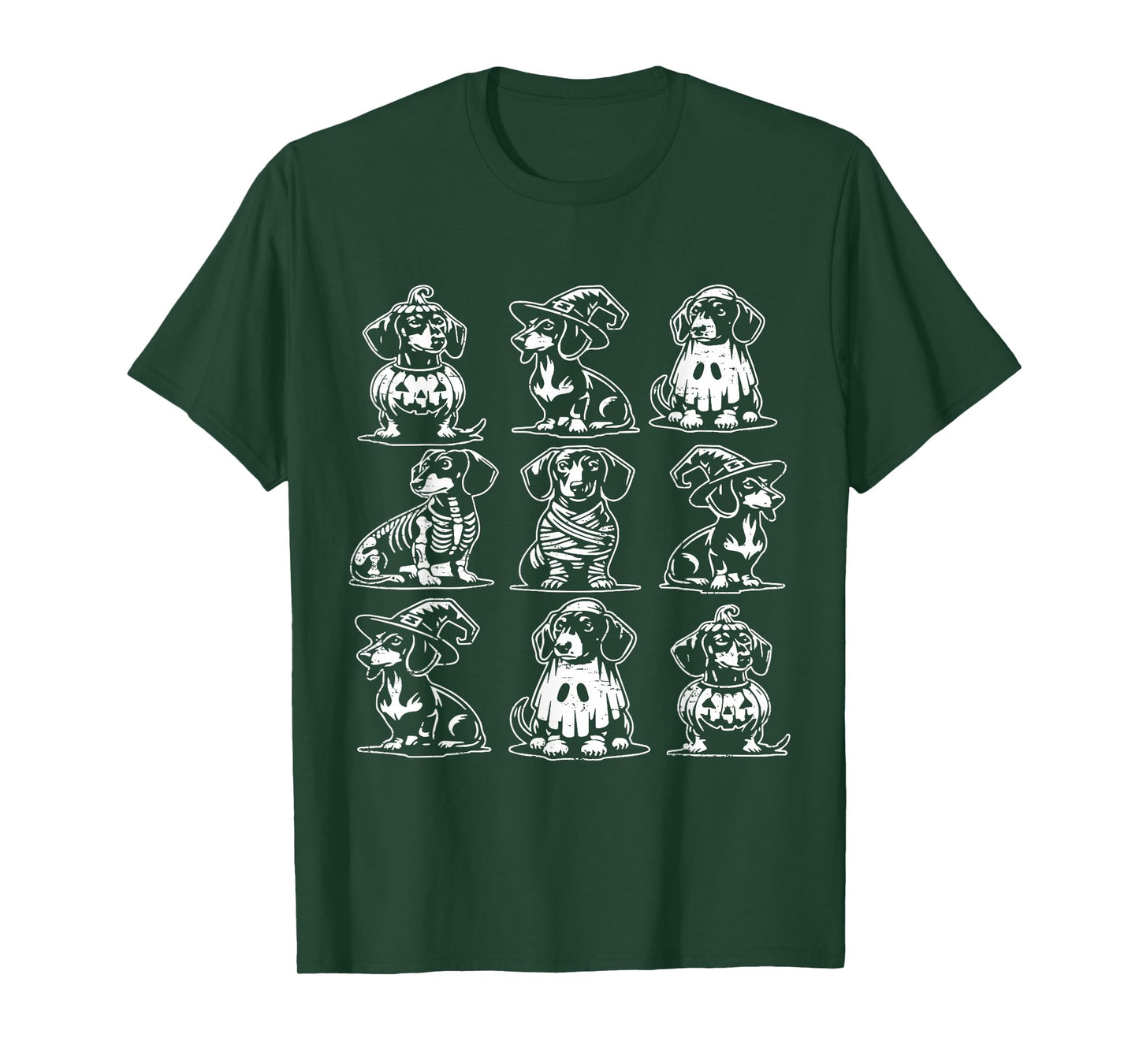 Funny Dachshund Halloween Pumpkin Weenie Dog Skeleton Ghost T-Shirt