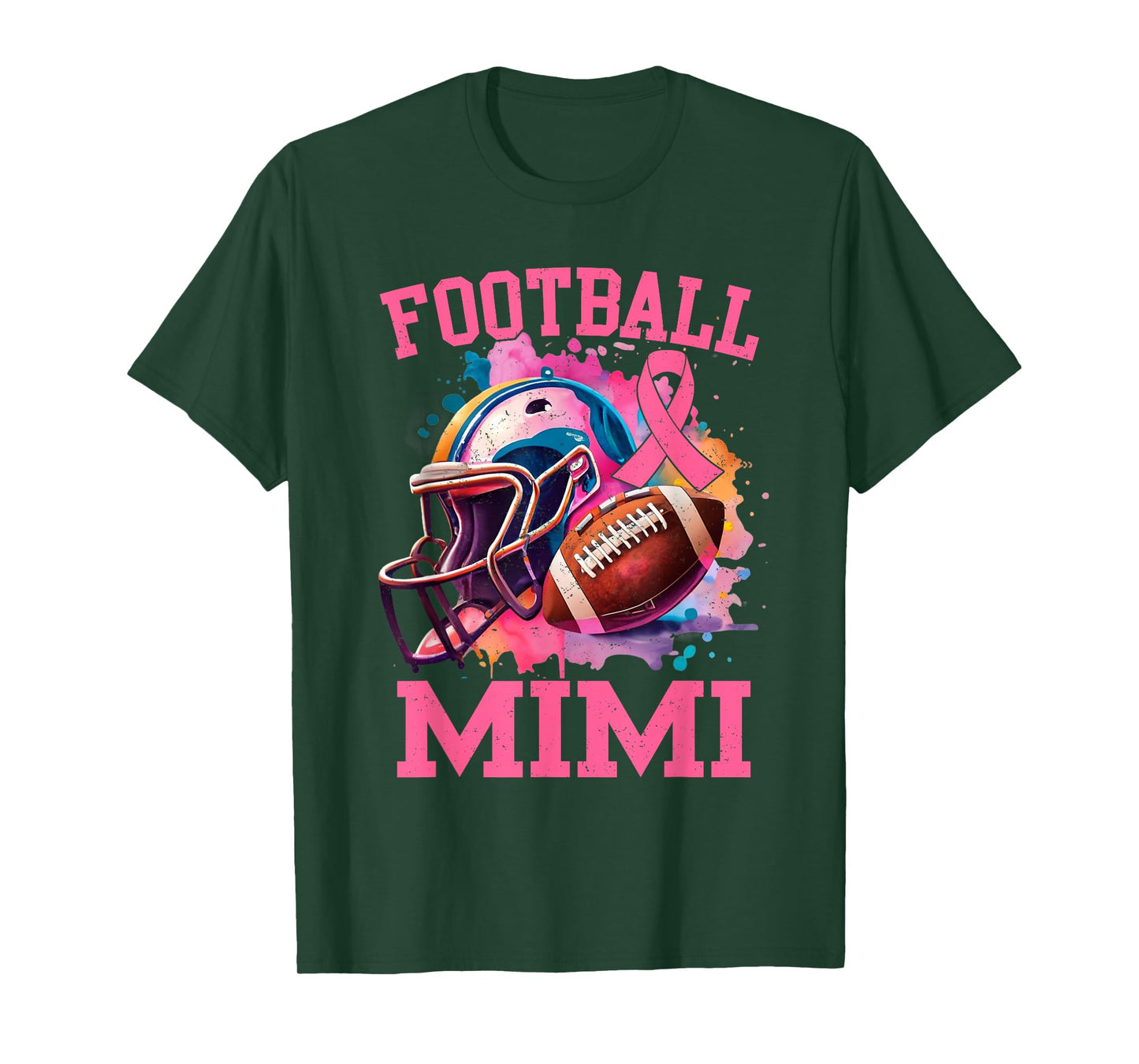 in October We Wear Pink Football Mimi Breast Cancer T-Shirt