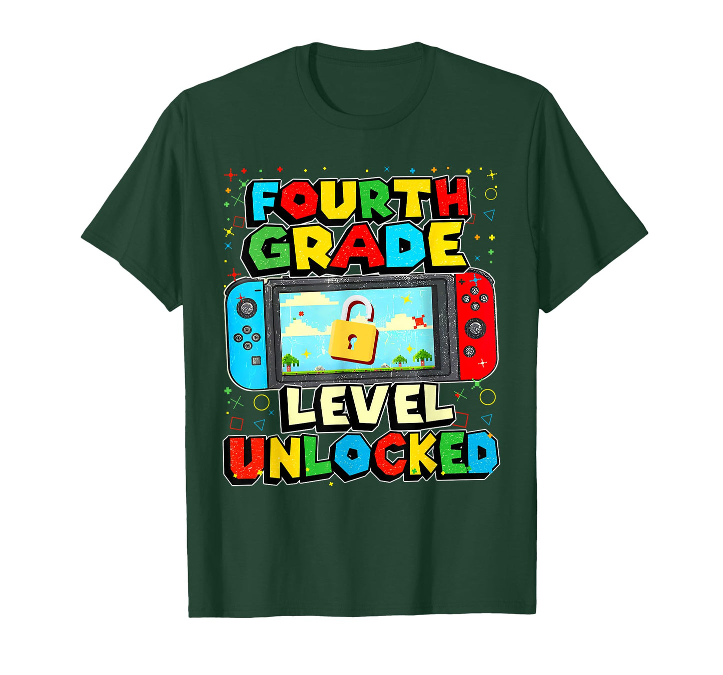4th Grade Level Unlocked Funny Gamer Boys Back To School T-Shirt