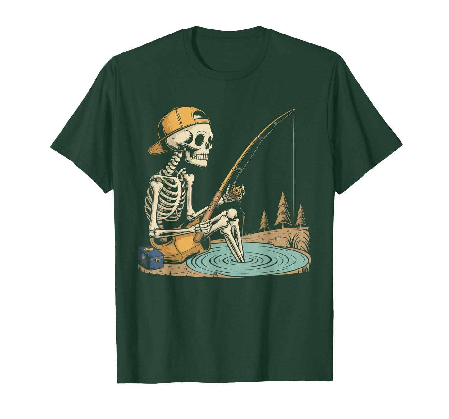 Skeleton Fishing Halloween Costume Funny Fishing Boys Kids T-Shirt