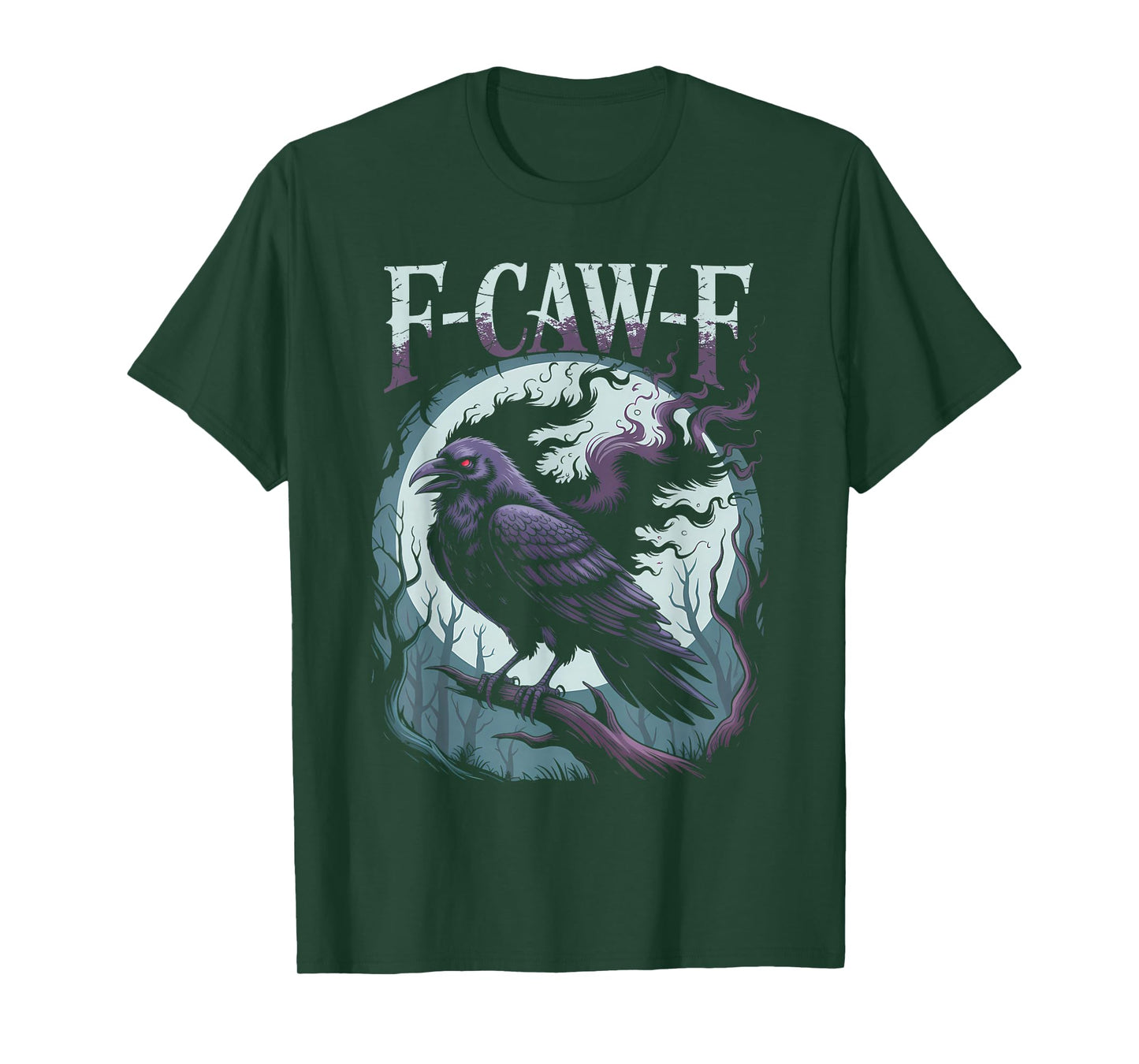 Funny F-Caw-F Crow Gothic Moon Humor Halloween T-Shirt