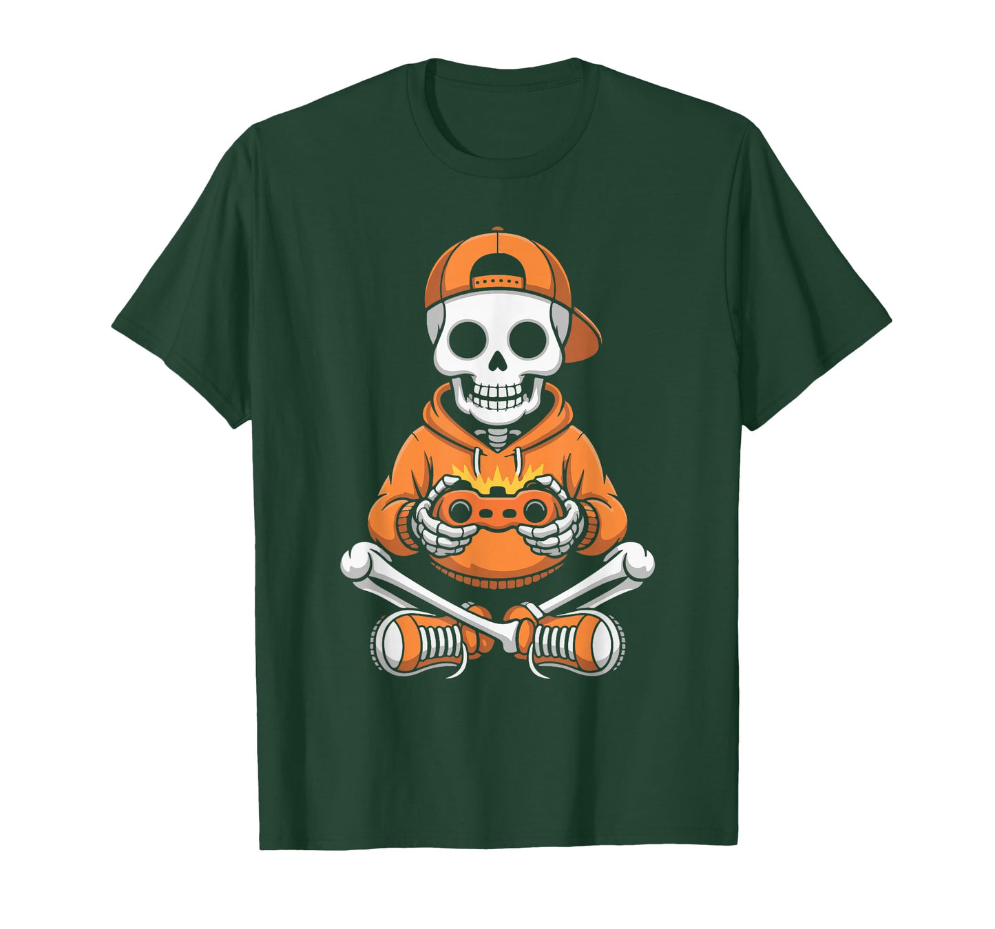Spooky Skeleton Video Game Halloween Gaming Gamer Boys Men T-Shirt