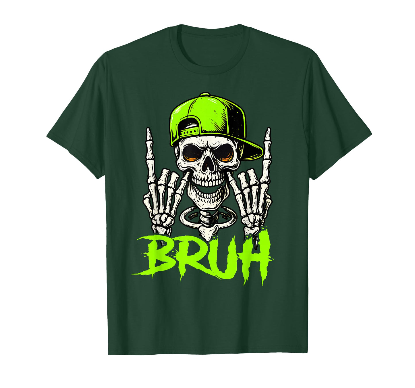 Rocker Skeleton with Cap Cool Halloween Bruh Punk Rock T-Shirt