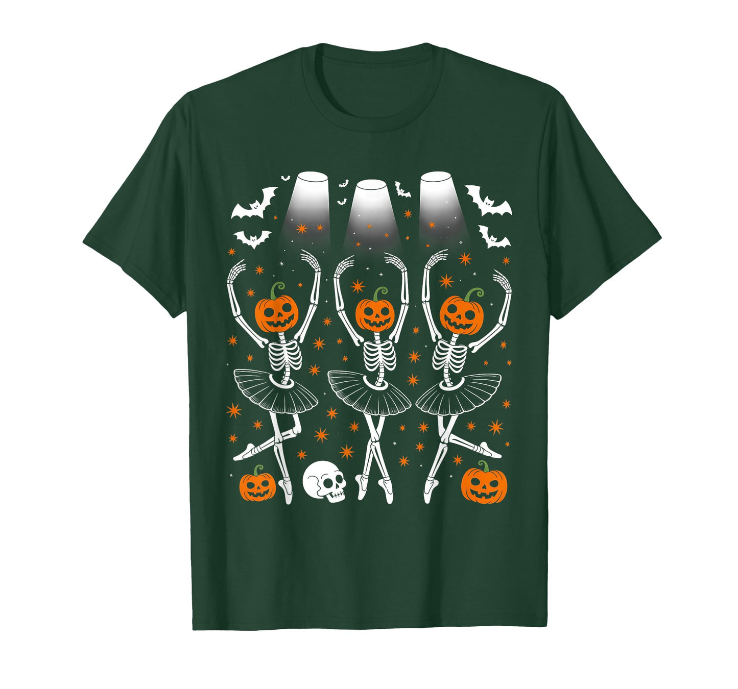 Cute Skeleton Ballet Dance Girl Women Halloween Costume T-Shirt