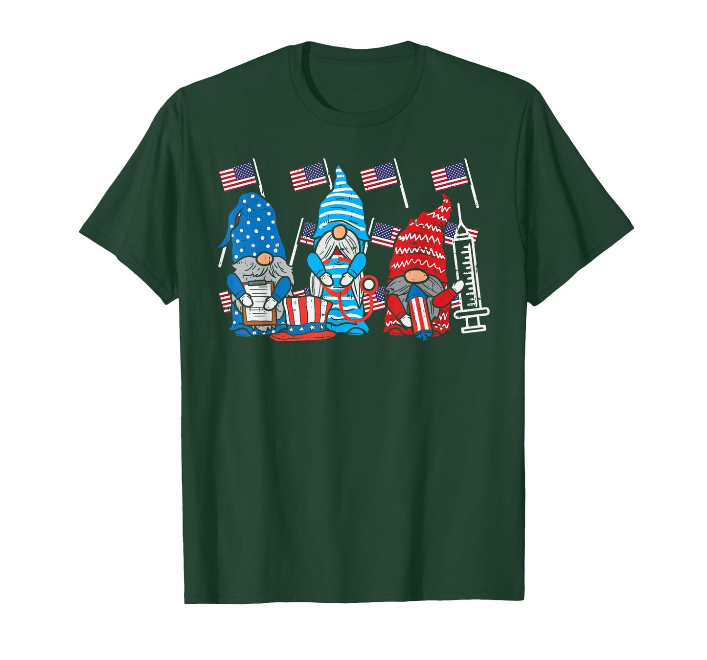 American Gnomes Nurse 4th Of July Scrub Top Patriot Women T-Shirt