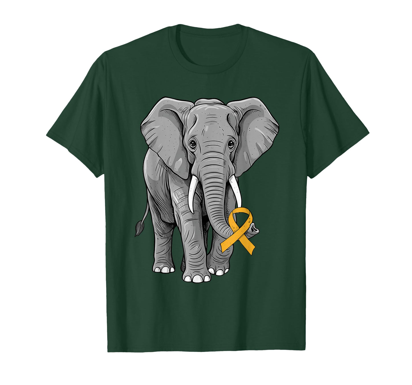 Elephant Childhood Cancer Awareness Gold Ribbon Support T-Shirt