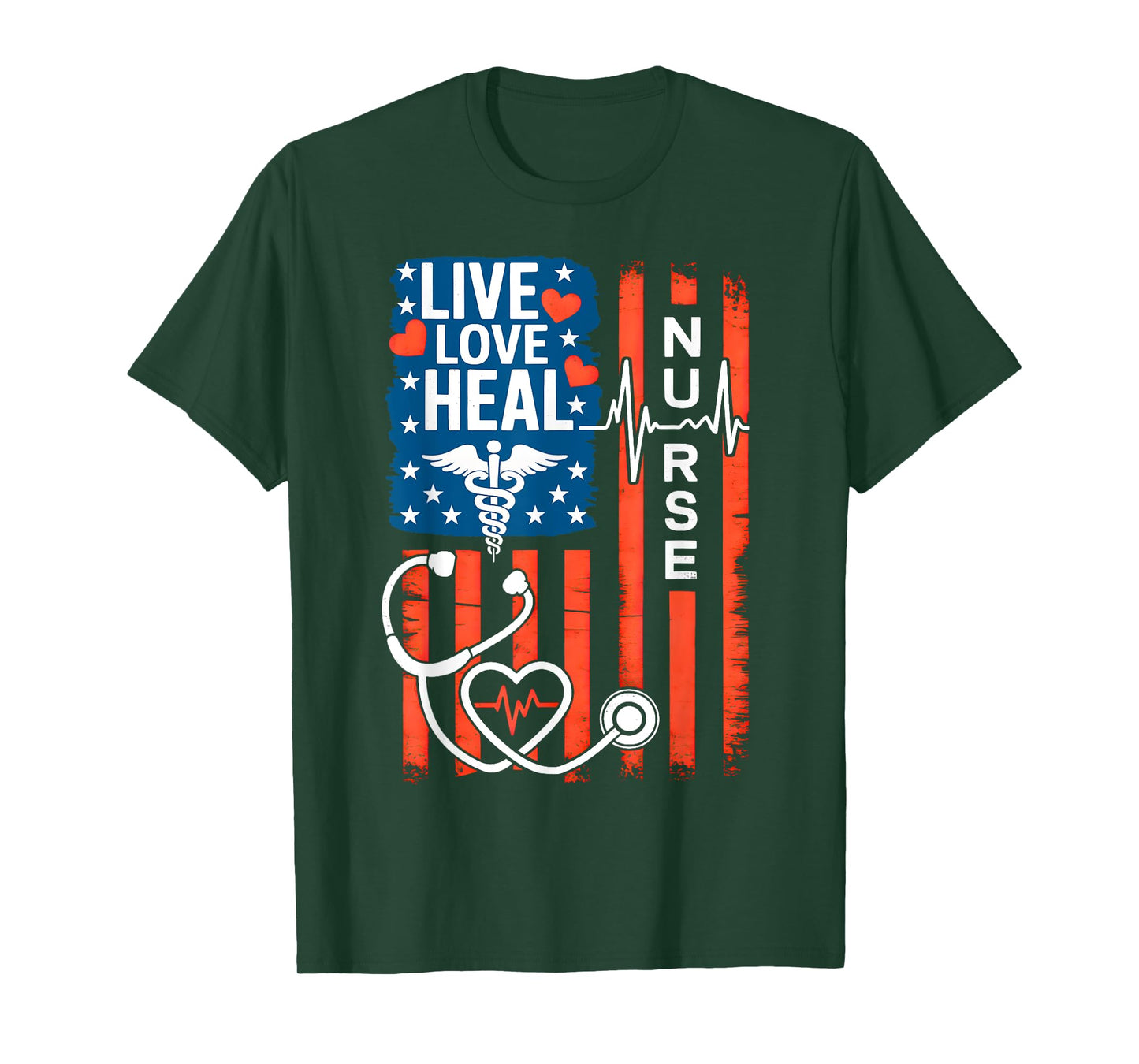American Flag Nurse Day Patriotic 4th Of July Nurse's Day T-Shirt