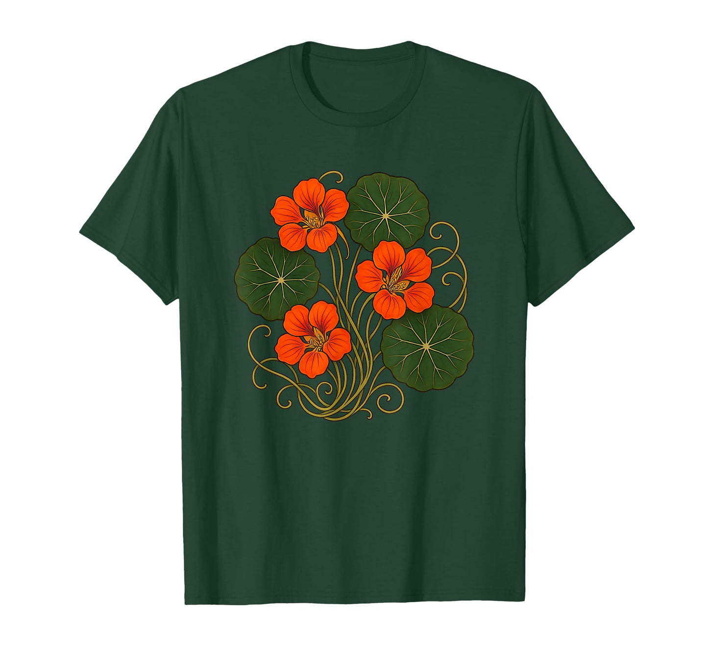 Nasturtium Flower Garden Plant Lover Floral Art Nouveau T-Shirt