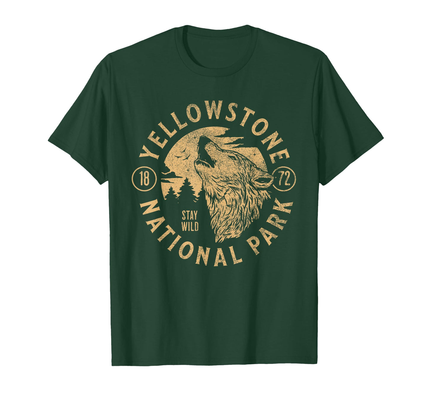 Yellowstone Wyoming Wolf Nature Hike Outdoors Vintage T-Shirt