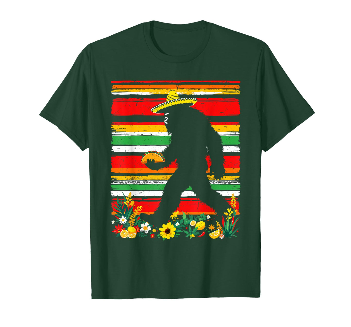 Funny Mexican Bigfoot Taco Sombrero Outfit Cinco De Mayo T-Shirt