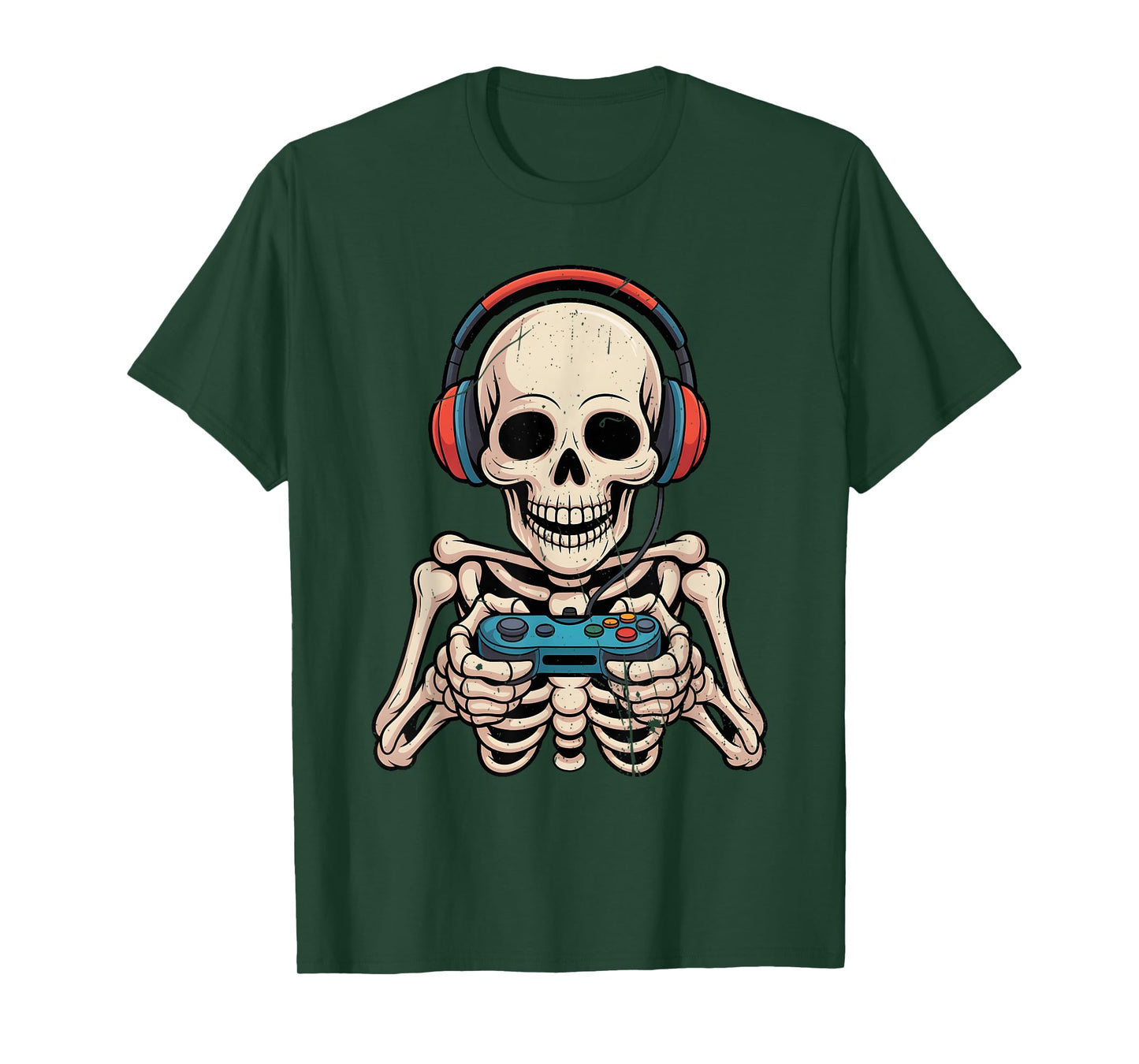 Skeleton Gamer Headphone Funny Halloween Gaming Boys Kids T-Shirt