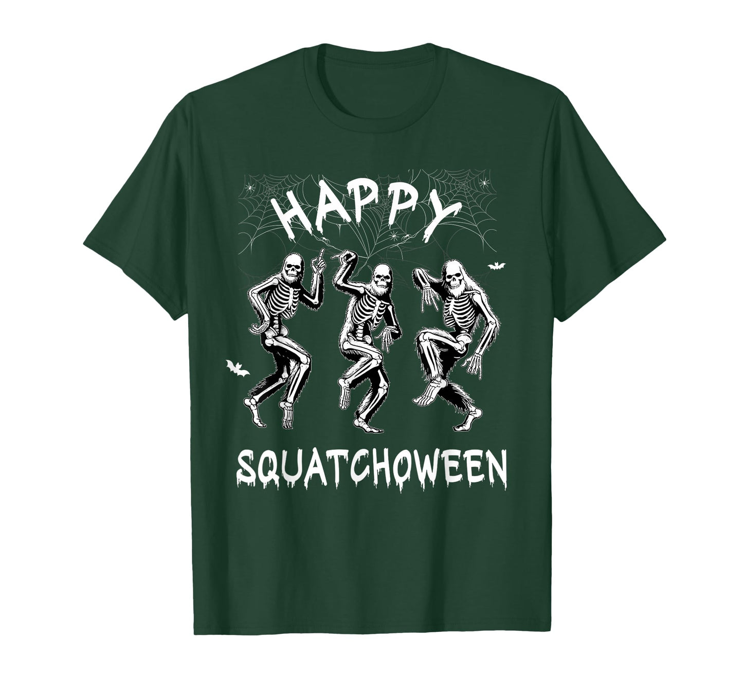 Happy Squatchoween Funny Dancing Bigfoot Skeleton Halloween T-Shirt